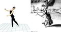 Posa di danza disegnata e in forma digitale